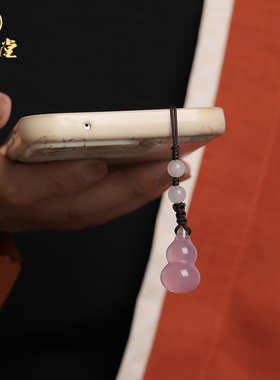 寅亥堂玉髓粉葫芦包挂钥匙扣手机链吊坠装饰品吉祥物福禄精品挂件