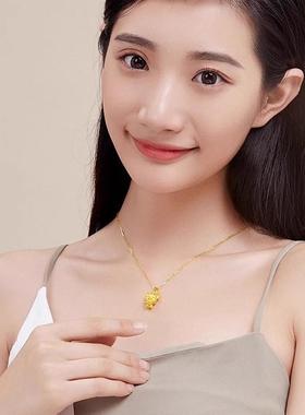 本命年十二生肖吊坠黄金色项链