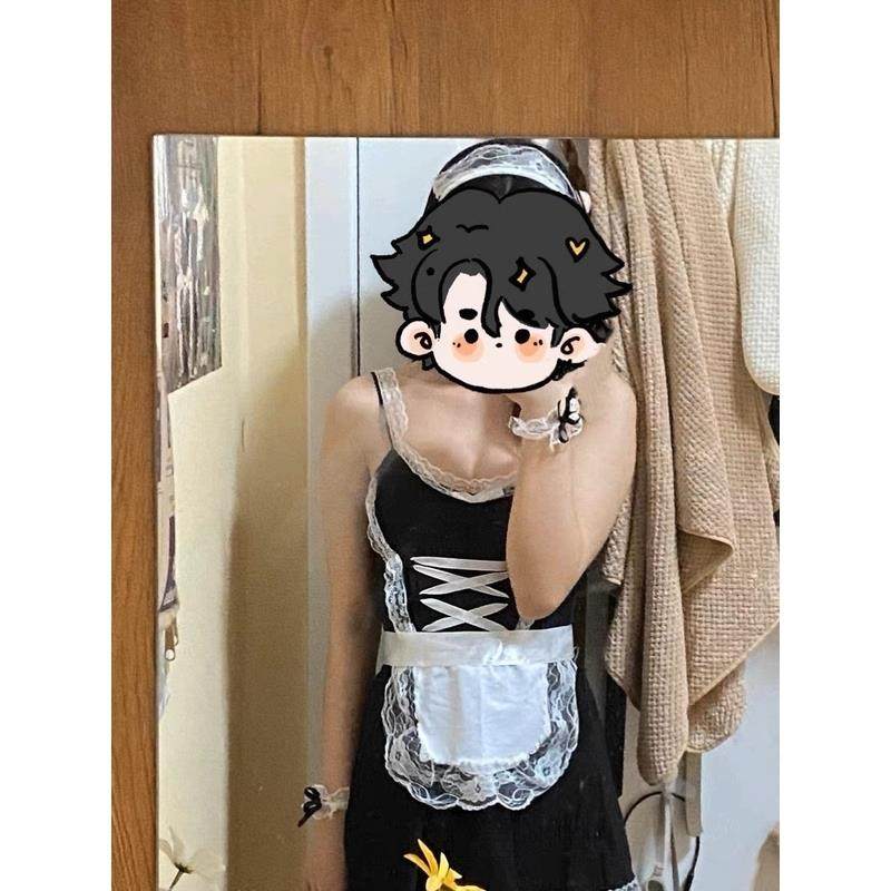 男仆装性感纯欲大码cos加大围裙猫耳变装伪娘女装大佬cos服女仆 - 图3