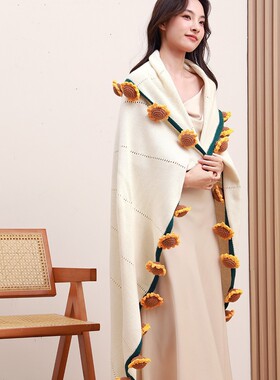 成品向日葵玫瑰花束毯子鲜花毛毯