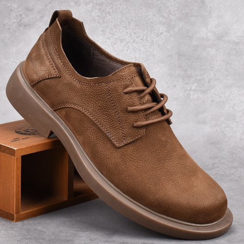 真皮男鞋2026年秋季新款美式潮牌复古休闲软底皮鞋男士厚底工装鞋 - 图0