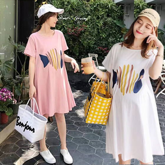 Summer thin loose large size maternity dress