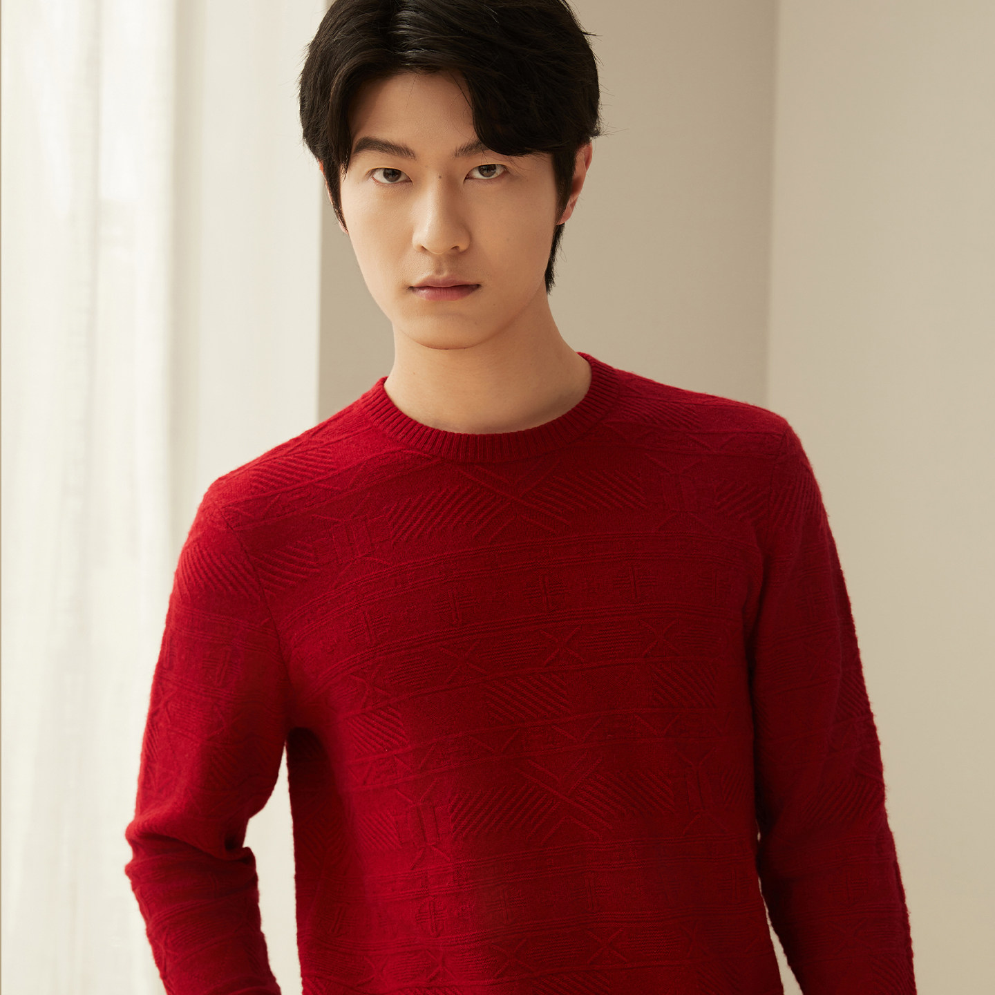 鹿王羊绒衫男士圆领商务保暖针织毛衣套衫休闲简约中空秋冬新款,淘宝优惠券,粉丝福利购,淘宝优惠卷