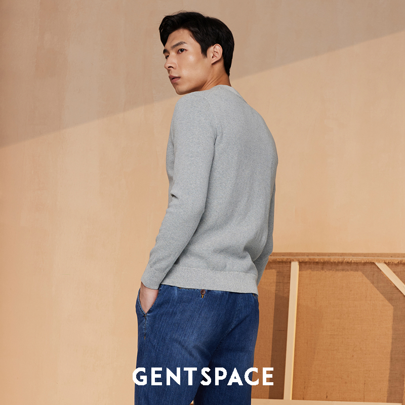 GENTSPACE春夏新款男士针织毛衣外套时尚休闲修身开衫外套