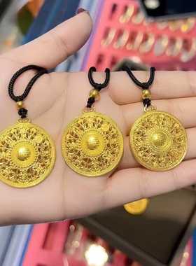 金包银八宝罗盘吊坠镂空毛衣链