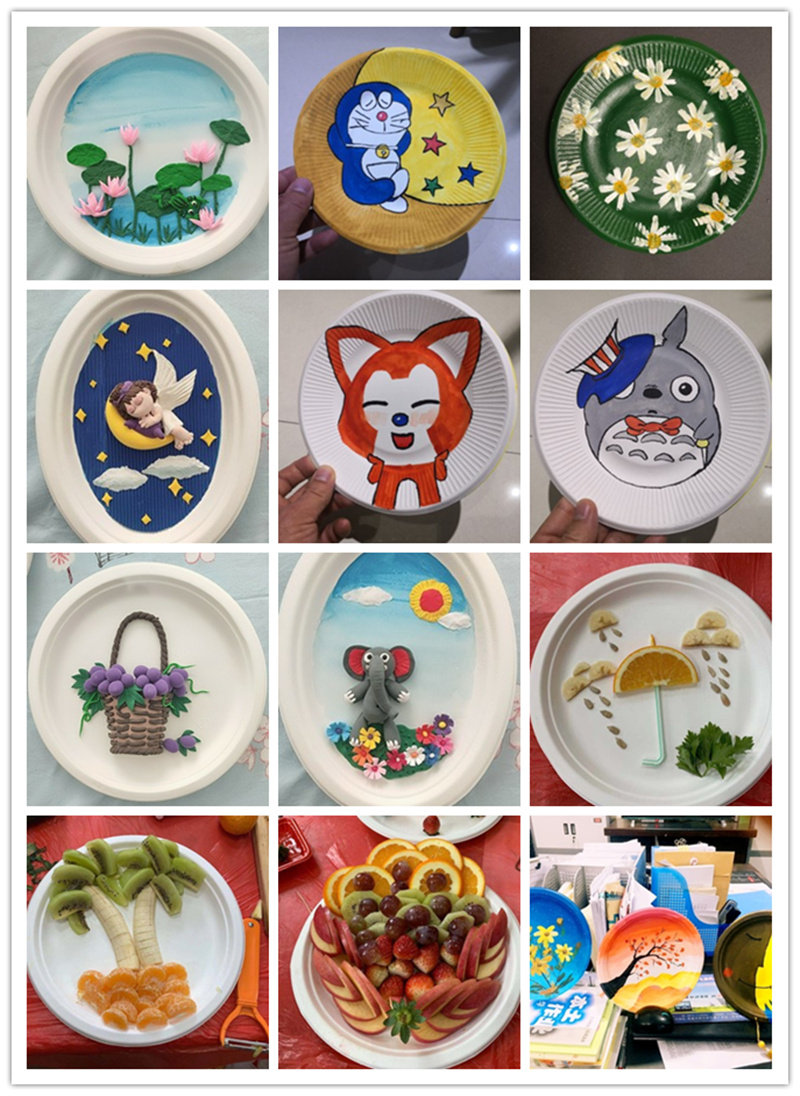 一次性盘子加厚餐具餐盘烧烤蛋糕手工画画碟子diy幼儿园纸