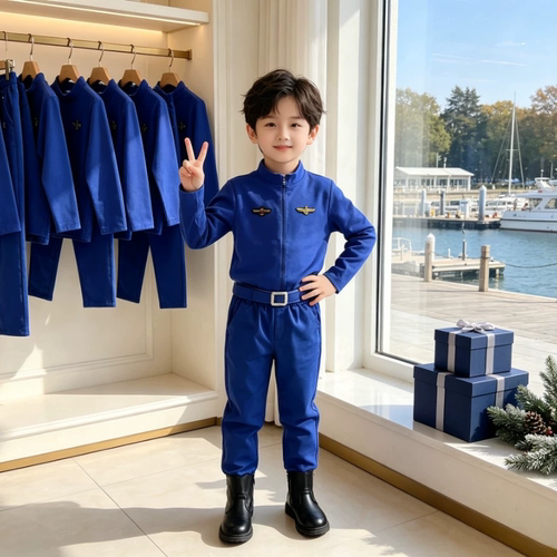 金双熙分体航天员演出服男女通用白色飞行员套装儿童运动会表演服 - 图1