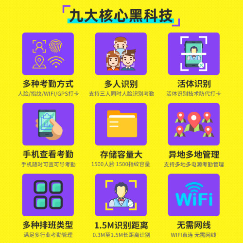 得力D5F多人动态面部识别一体机智能云人脸指纹识别考勤机打卡机D5F无线WiFi脸部扫脸计时器刷脸上班面部 - 图1