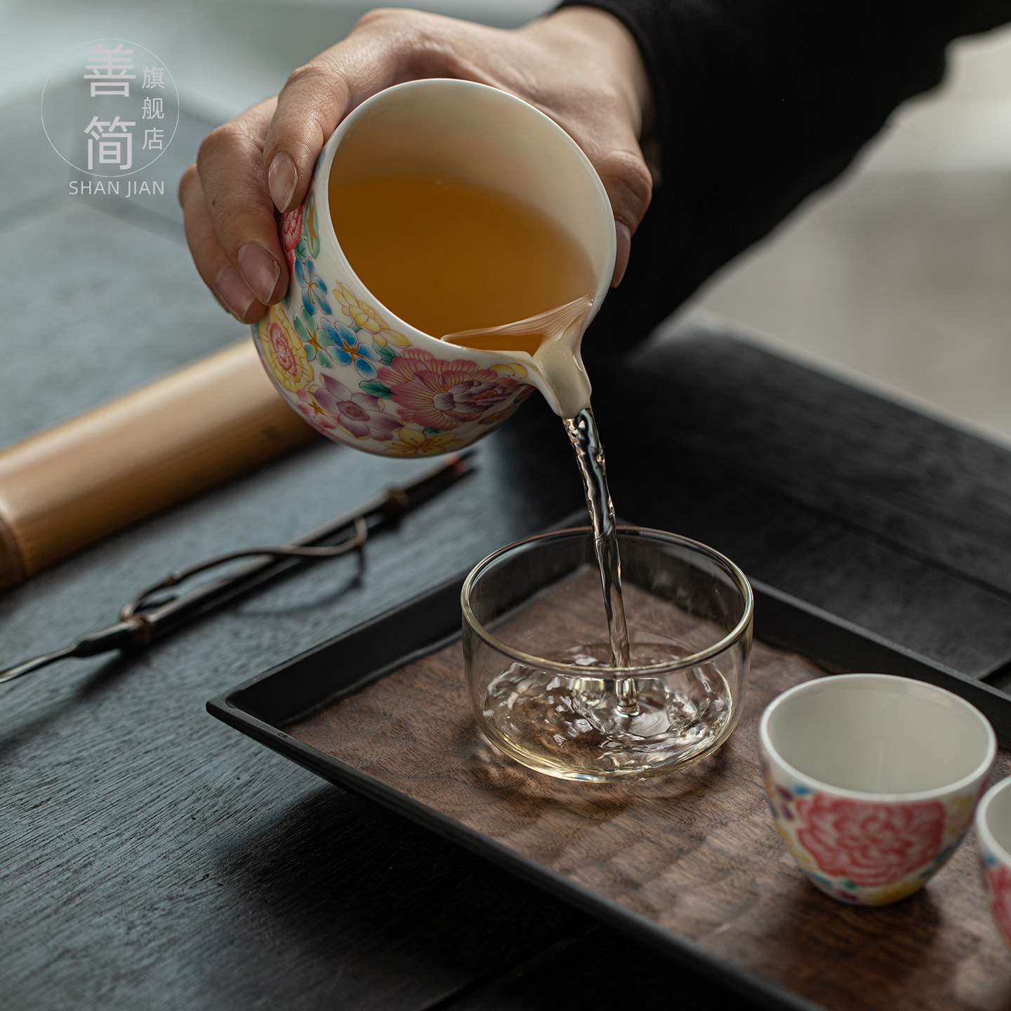 善简白瓷新中式便携茶具套装花卉图案旅行茶具快客杯户外一壶三杯,淘宝优惠券,粉丝福利购,淘宝优惠卷