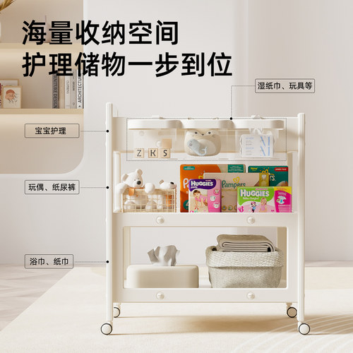 尿布台婴儿护理台多功能全塑料婴儿床可移动新生儿换衣洗澡抚触台 - 图3