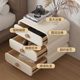 Bedside table Solid wood cream color bedroom bedside cabinet Simple modern leather three-pump three-layer small ultra-narrow storage cabinet