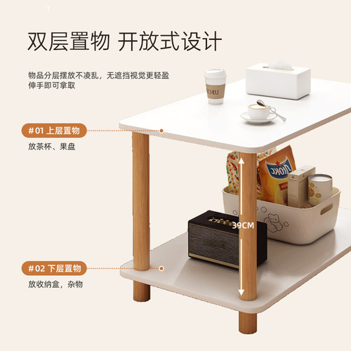 小桌子简易出租屋小型茶几客厅沙发边几家用小方桌卧室床头置物架 - 图2
