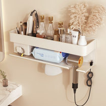 White Hair Dryer Shelve Toilet Free To Punch Bathroom Toilet Wall-mounted Electric Blow Hanging Rack Containing Bracket