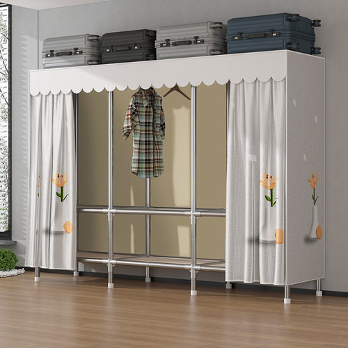 家用卧室衣柜简易组装钢架加厚布衣柜出租房结实耐用现代收纳衣橱 - 图2