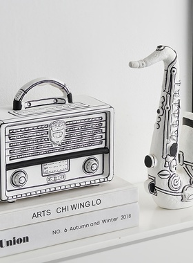 复古简约陶瓷照相机收音机摆件家居酒柜电视柜装修摆件卧室装饰品