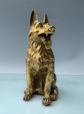 精工黄铜狼狗摆件 客厅家居摆件黄铜工艺品摆设铜狼狗摆件