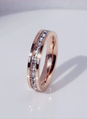 LINGSIV钛钢戒指满天星情侣戒指对戒不掉色小众设计感ins冷淡风