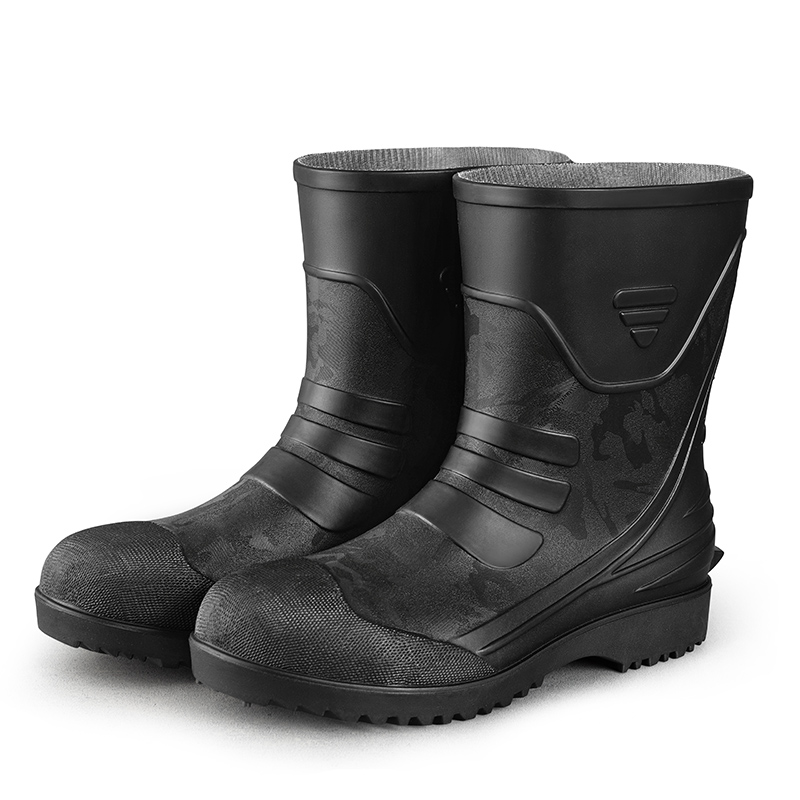 富安梦雨鞋防砸防刺穿中高筒劳保水鞋男雨靴钢头钢板水靴防滑胶鞋 - 图0