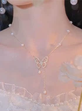 锁骨链设计师珍珠项链时尚