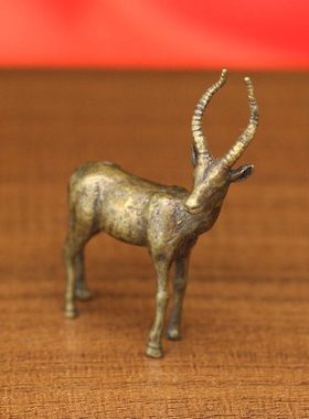 黄铜羚羊小摆件复古创意茶宠领头羊装饰品迷你铜器文玩工艺品装饰