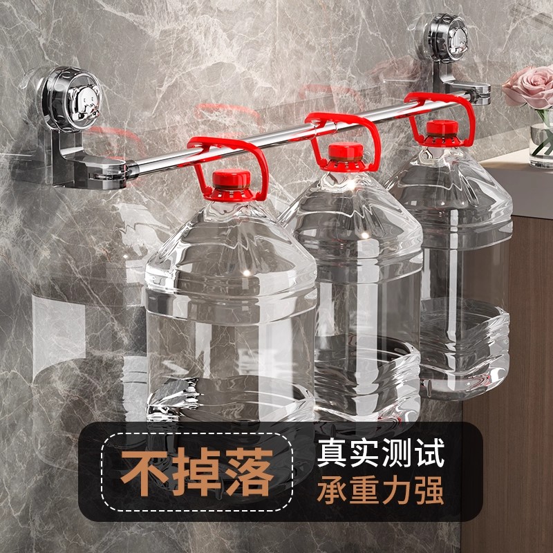 吸盘毛巾架卫生间壁挂式浴室伸缩毛巾杆置物架浴巾收纳浴缸置物架 - 图2