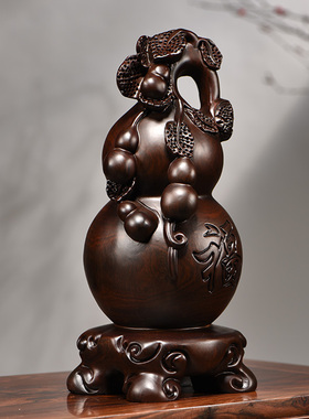 黑檀葫芦红木家居客厅葫芦摆件