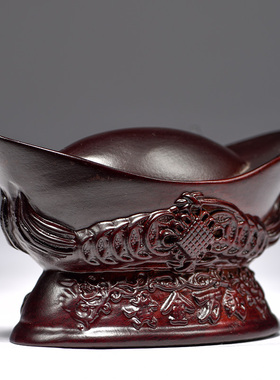 黑檀木雕黄金万两摆件中式