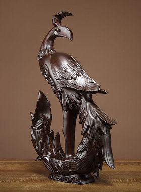 木质雕刻凤凰寓意乔迁送礼工艺品