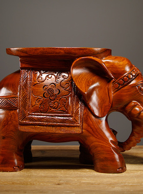 实木雕刻工艺品家居客厅大象凳子