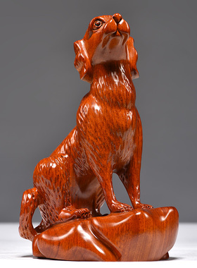 花梨木雕狗摆件十二生肖狗实木质动物家居客厅装饰送礼红木工艺品