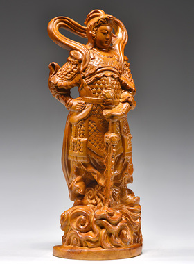 香樟实木韦陀伽蓝护法佛像