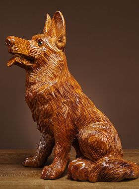 实木动物生肖狗家居客厅工艺品