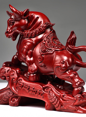 红木斗牛摆件实木工艺品