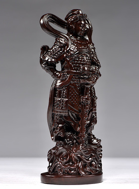 黑檀实木韦陀伽蓝护法佛像韦驮关公伽蓝菩萨左右护法关公寺庙摆件