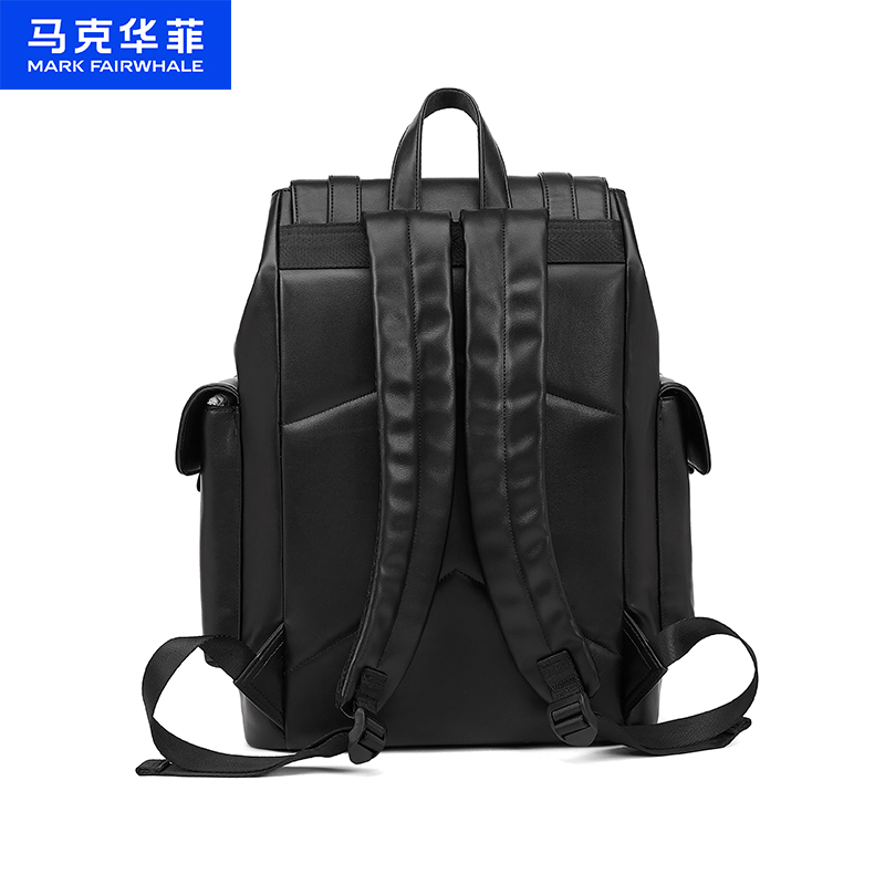 马克华菲新款大容量双肩包商务男士通勤皮质电脑包户外通勤书包男