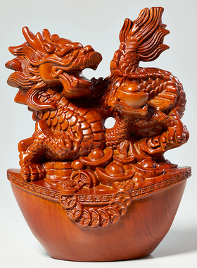 黑檀木雕龙乔迁送礼酒柜博古架