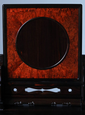 大红酸枝瘿木清供图插屏