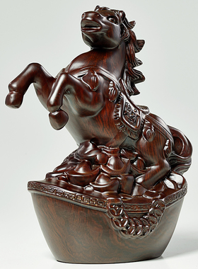 摆件实木雕刻工艺品宝马家居