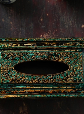 孔雀绿家居纸巾盒印度小叶紫檀