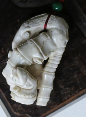 鹿角雕刻竹节手把件男女士随身