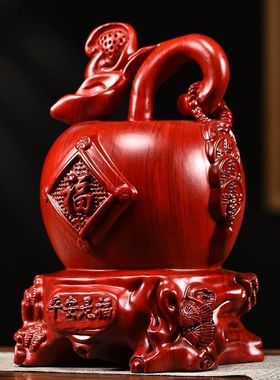 红苹果摆件花梨木雕刻家居
