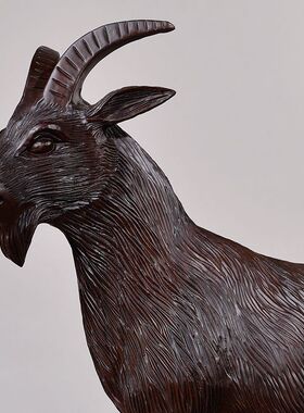 羊摆件木雕黑檀实刻山生肖