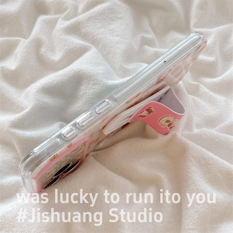 可爱粉色碎花小马创口贴支架适用iphone17promax苹果16pro手机壳15新款15pro女款少女日韩双层壳防摔全包硬壳,淘宝优惠券,粉丝福利购,淘宝优惠卷