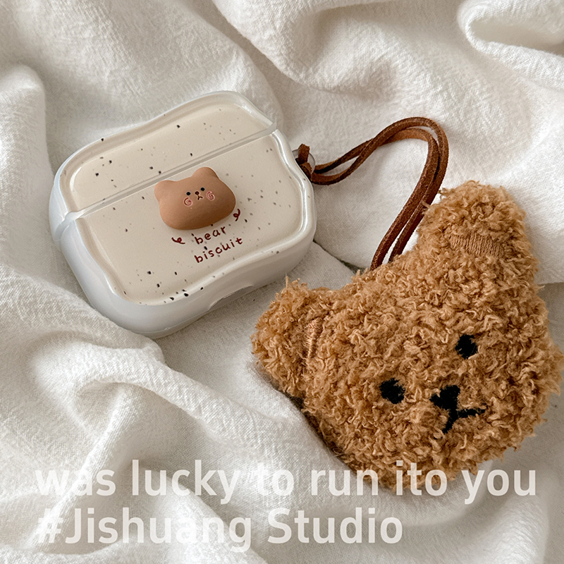 韩国泼墨立体小熊适用苹果耳机保护套airpodspro2无线蓝牙耳机壳四三代airpod4二代ipod耳机套airpods3保护壳 - 图1