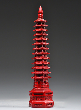 红色木雕13层文昌塔摆件实木