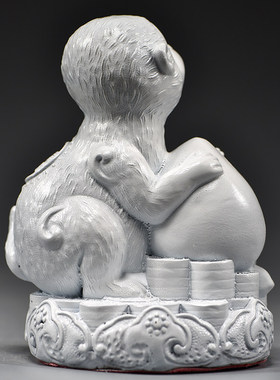 白色金属猴子摆件十二生肖猴子家居客厅办公室电视柜装饰品工艺品