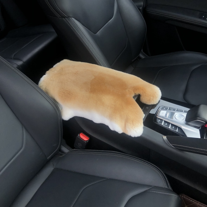 整张冬季獭兔皮毛绒真皮汽车中央扶手箱垫套真毛皮毛一体四季通用,淘宝优惠券,粉丝福利购,淘宝优惠卷