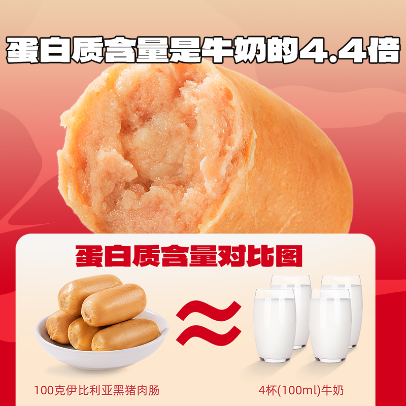 【小鹿蓝蓝_高蛋白伊比利亚黑猪肉肠】火腿肠香肠儿童零食品牌