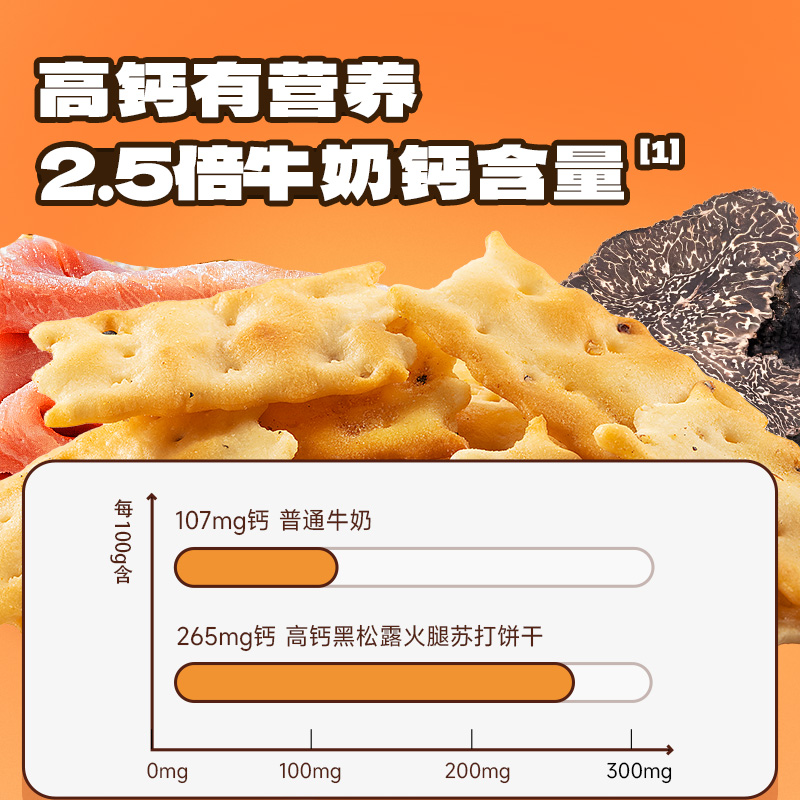【小鹿蓝蓝_高钙黑松露火腿苏打饼干】粗粮宝宝饼干儿童零食品牌