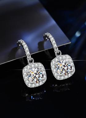 精工s925纯银戒指耳环吊坠项链莫桑石方包形仿真钻石直播货源工厂